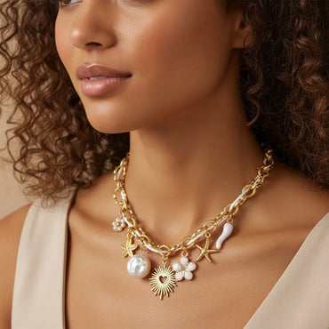 Lina – Collier doré à charms marins