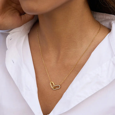 Lucia – Collier doré cœur strass